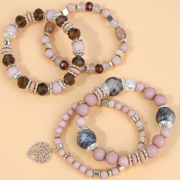 Tree of Life Heart Bead Bracelet Set - Picture 2 of 3